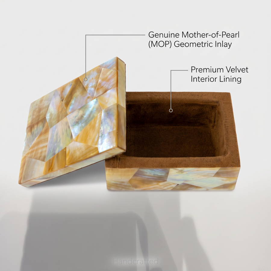 Yellow Mother of Pearl Decorative Storage Box
