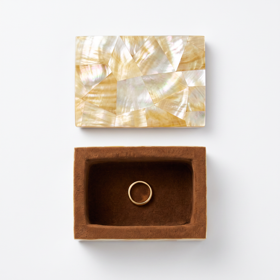 Yellow Mother of Pearl Decorative Storage Box