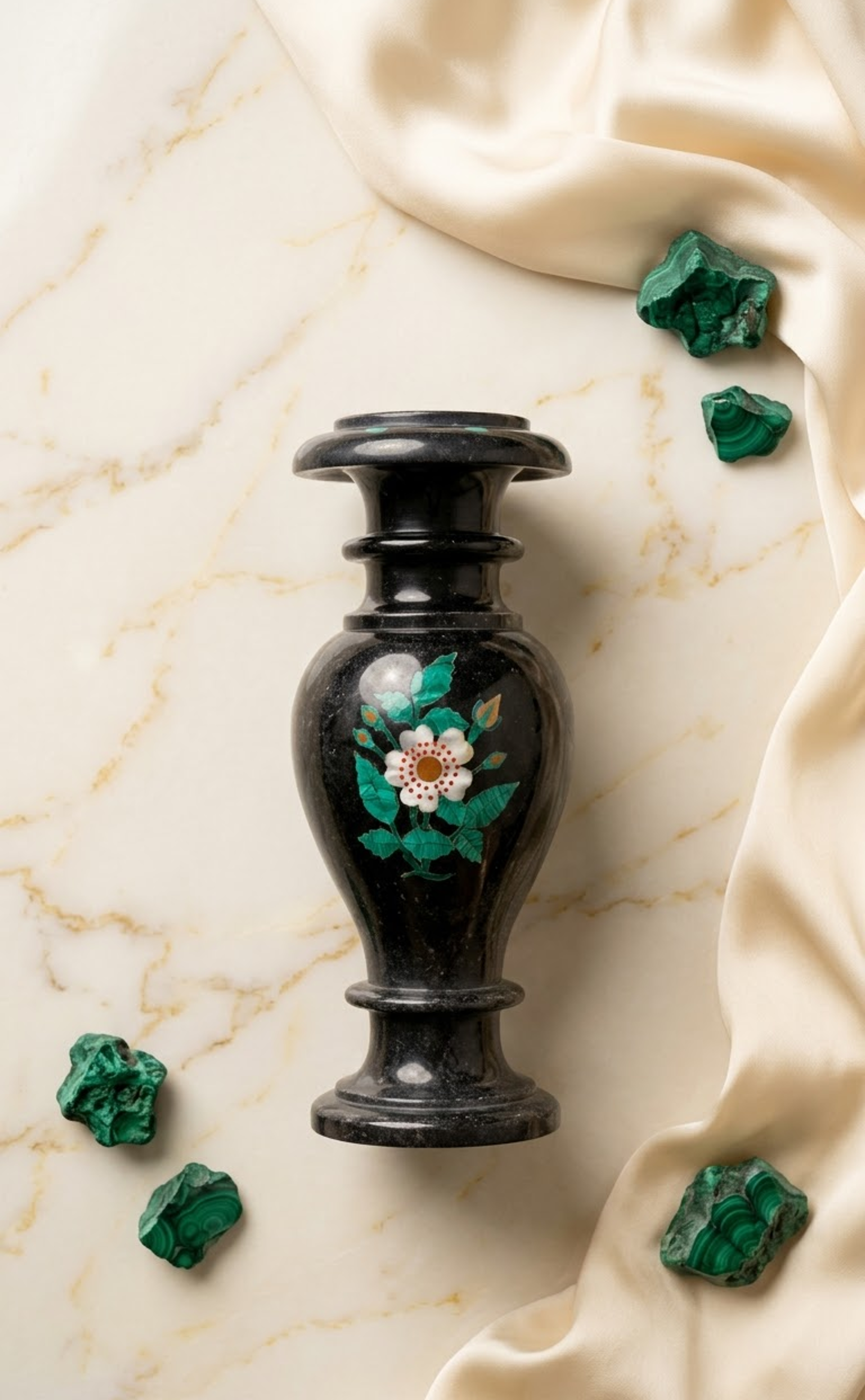 Black Marble Inlay Decorative Vase