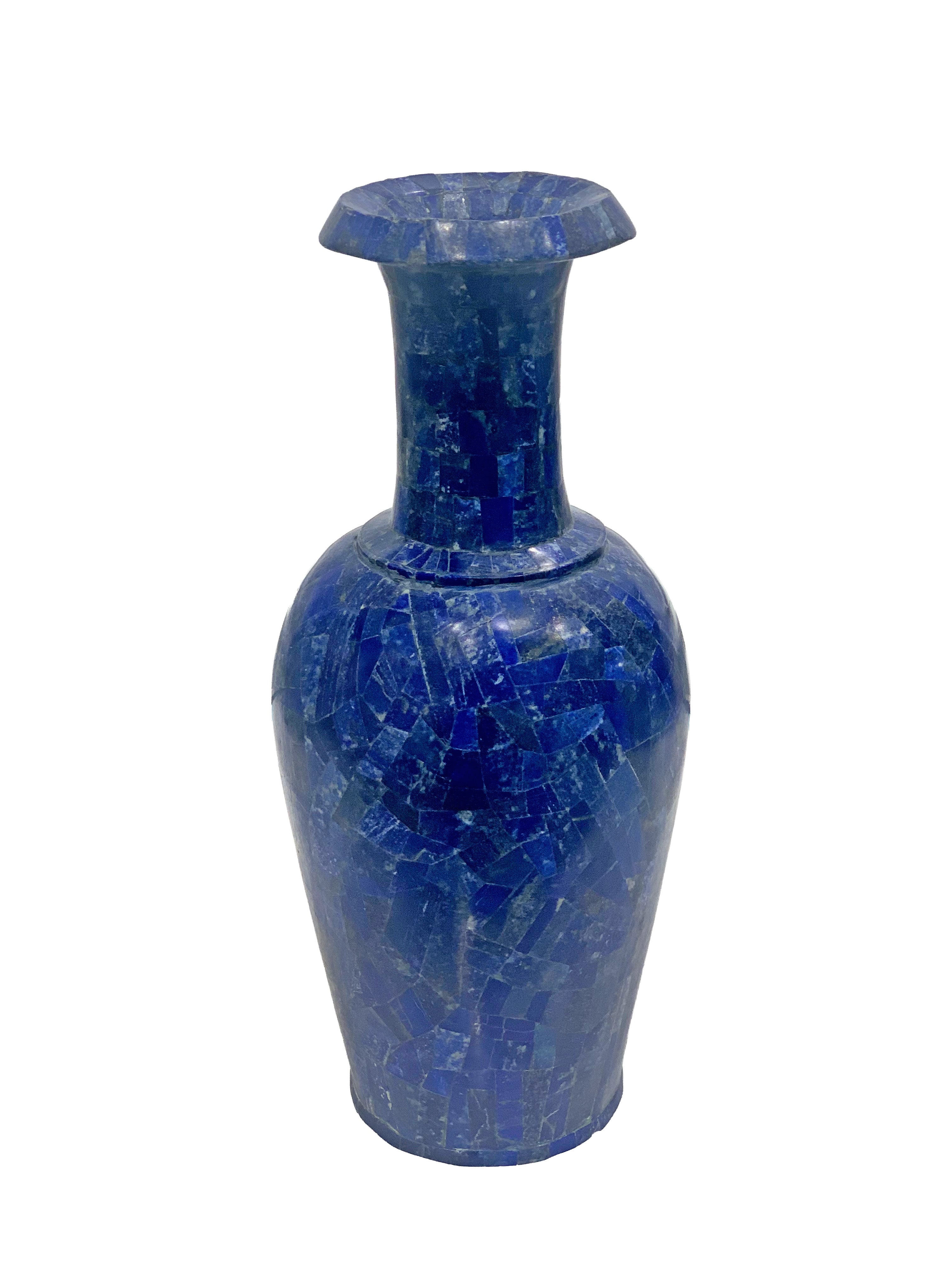 Handcrafted Lapis Lazuli Gemstone Decorative Vase