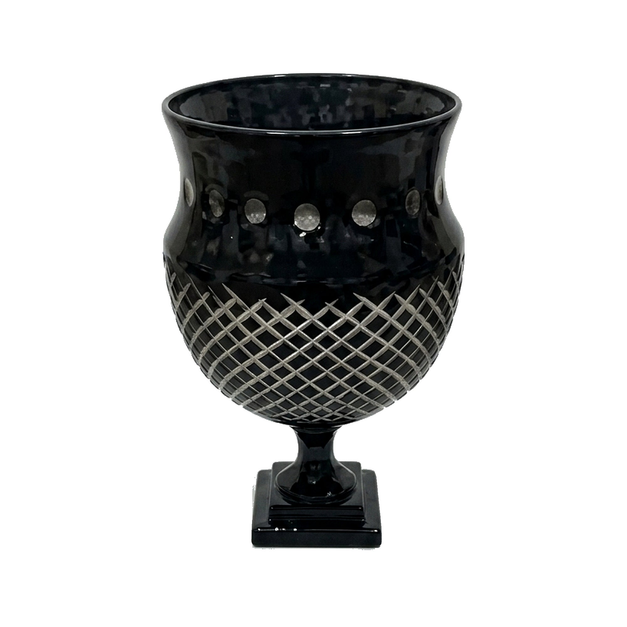Black Glass Decorative Bowl on Stand