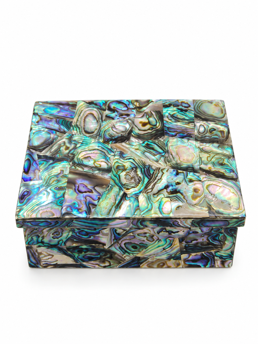 Handcrafted Abalone Shell Mosaic Decorative Storage Box