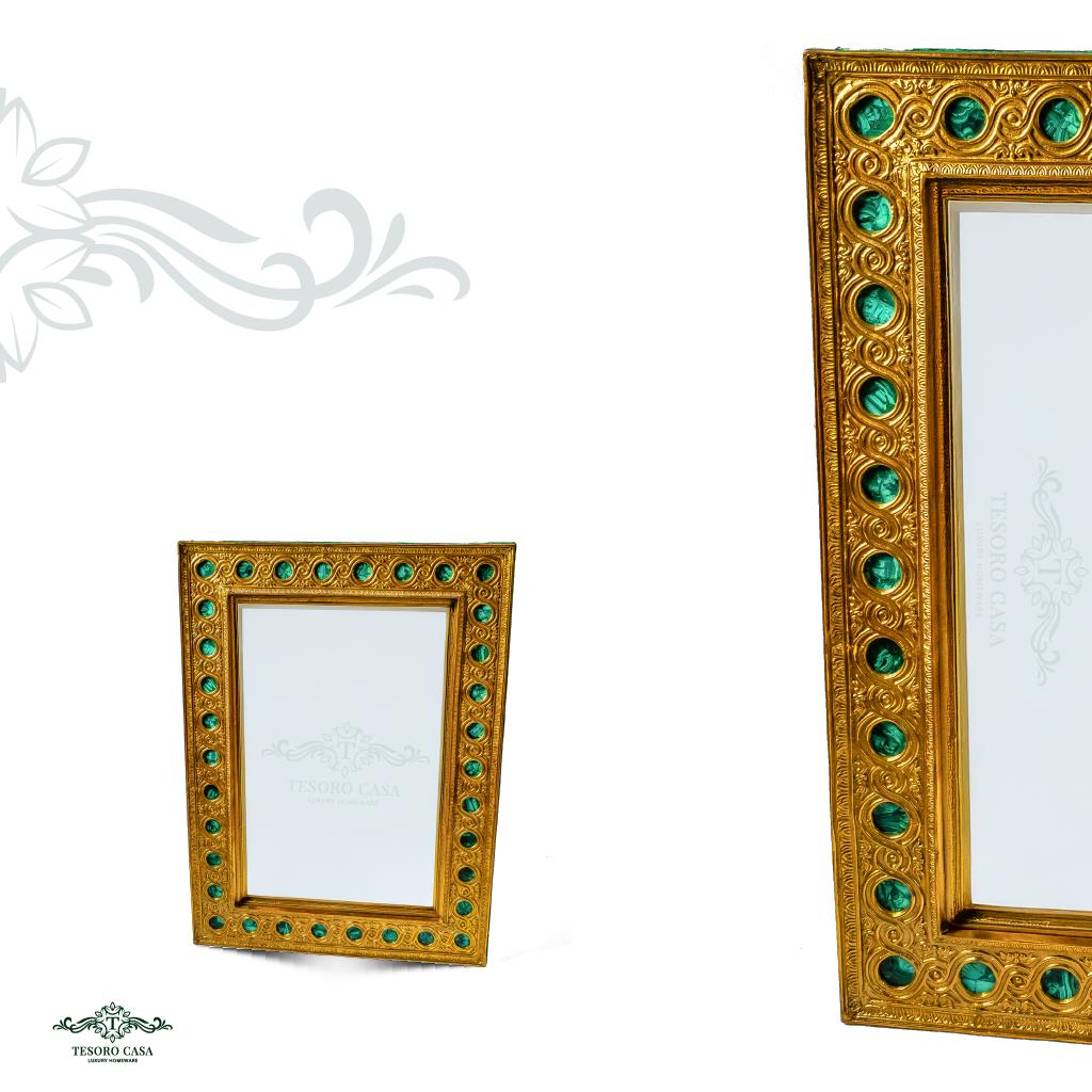 Luxury Malachite Console Table And Mirror Set Handmade Green Stone Furniture