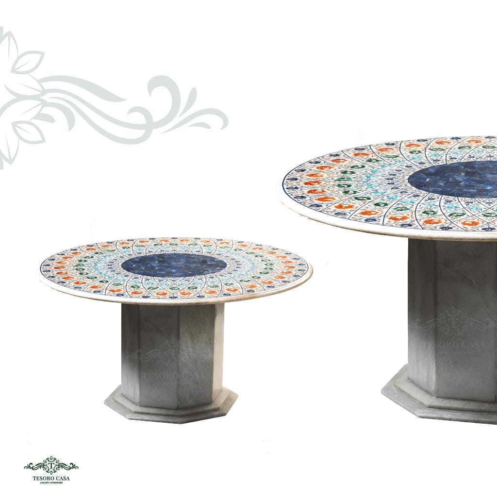 Pietra Dura Marble Inlay Dining Table