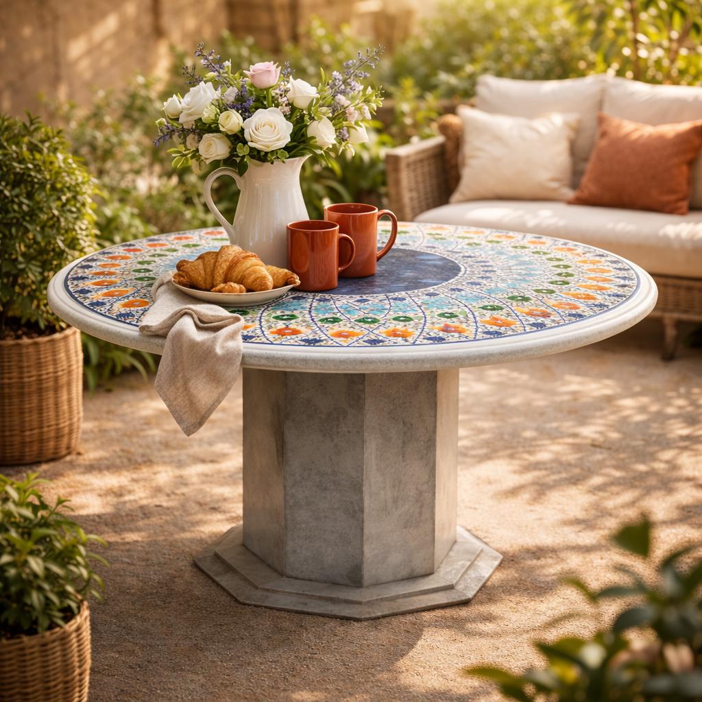 Pietra Dura Marble Inlay Dining Table