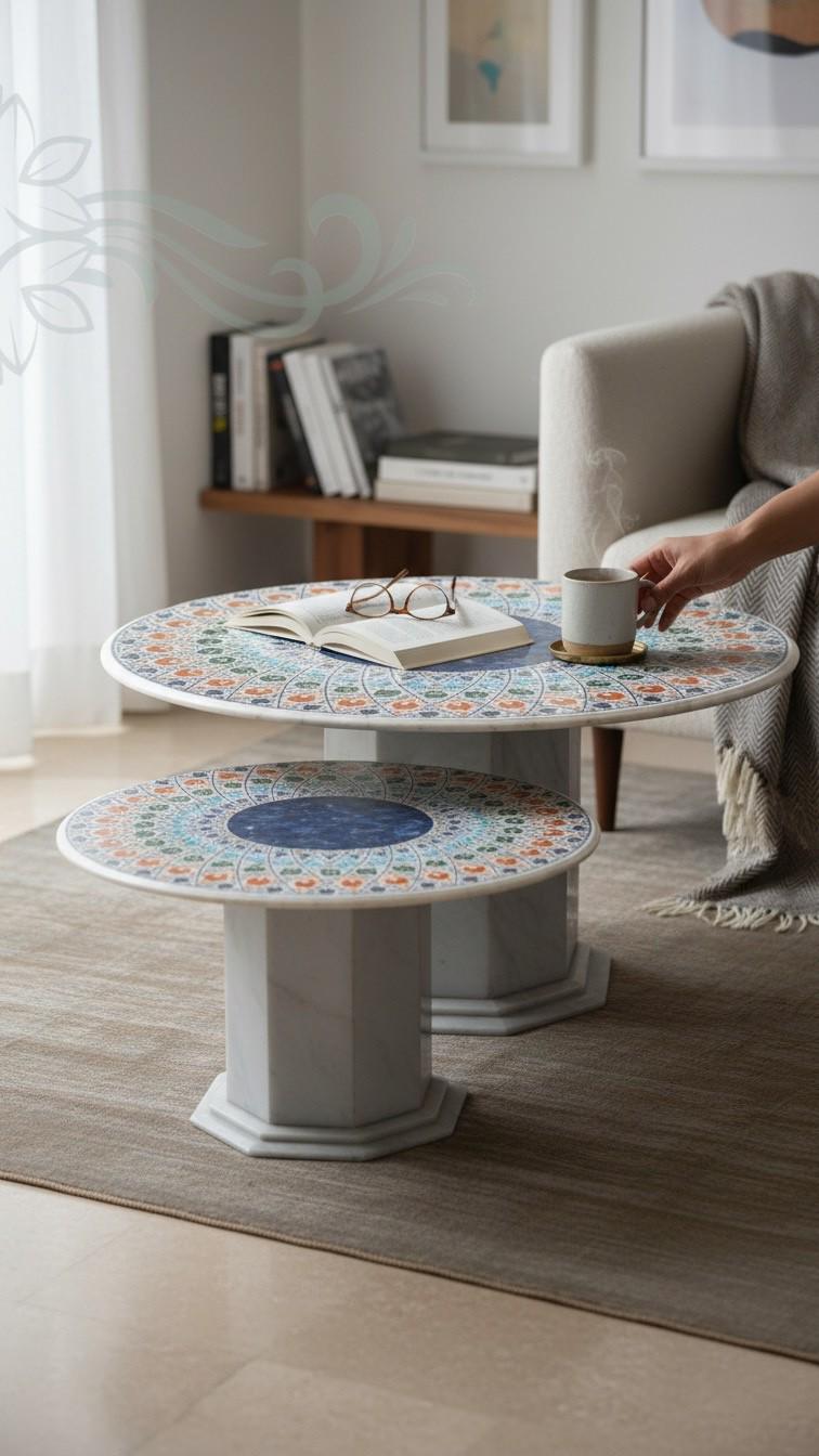 Pietra Dura Marble Inlay Dining Table