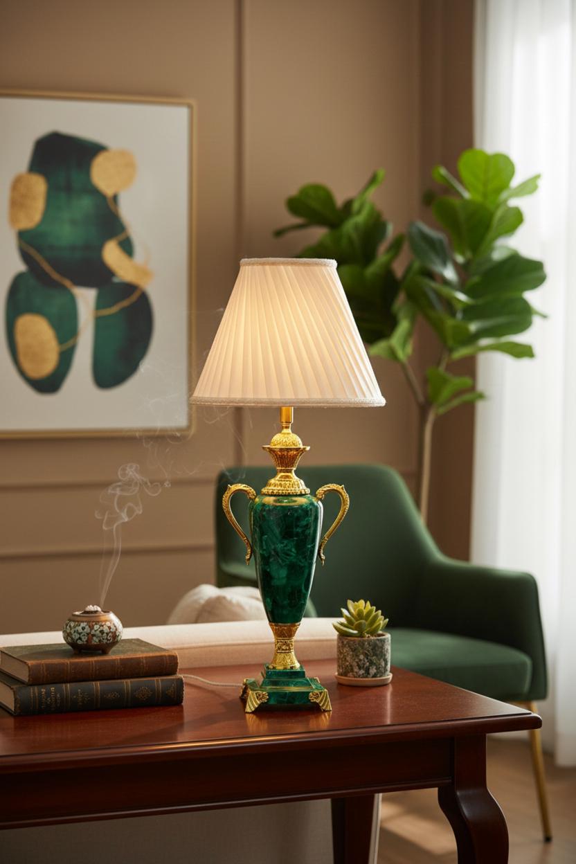 Malachite & Gold Luxury Table Lamp