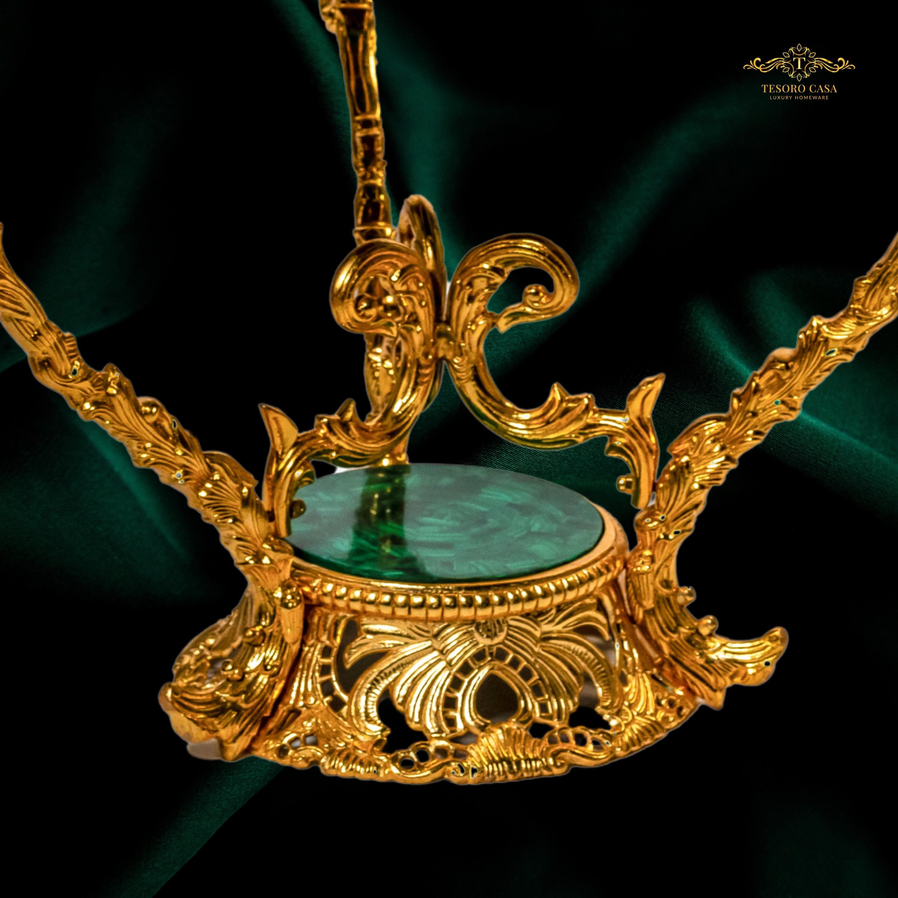 Malachite Center Table with Gilded Brass Detailing