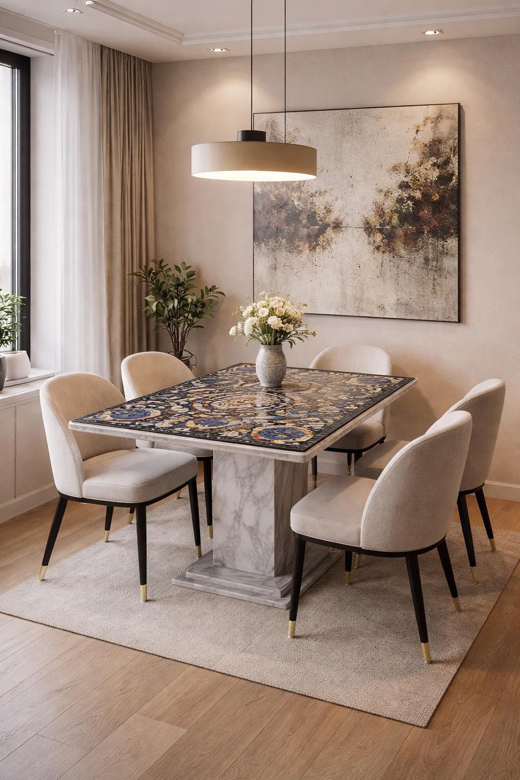Pietra  Dura Inlay work Dining Table