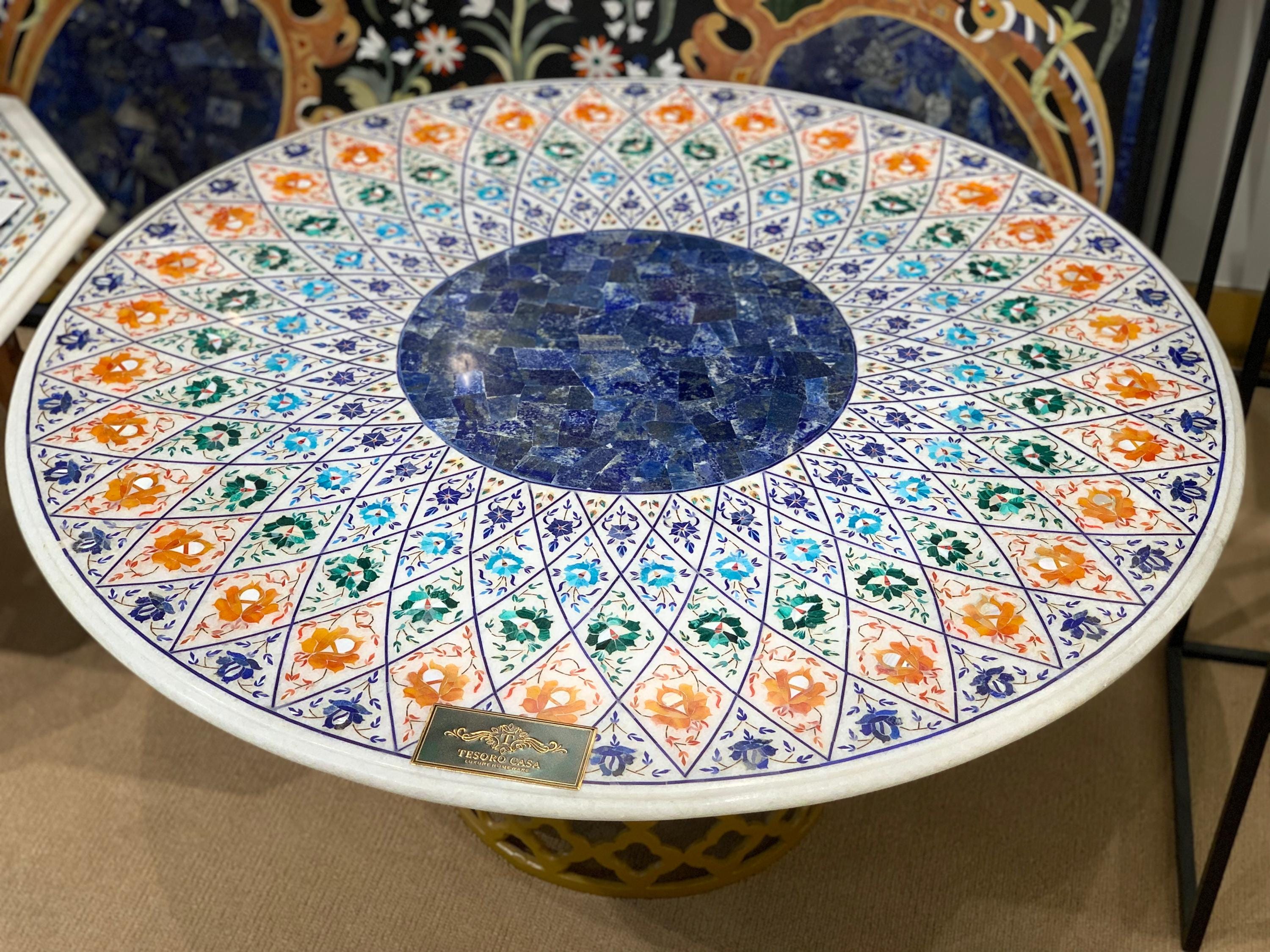 Pietra Dura Marble Inlay Dining Table