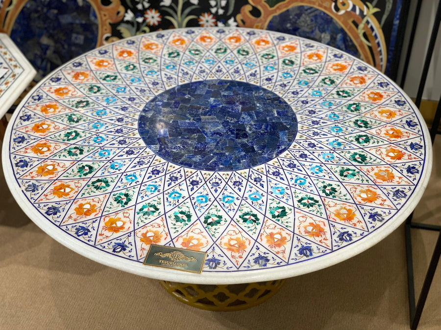 Pietra Dura Marble Inlay Dining Table