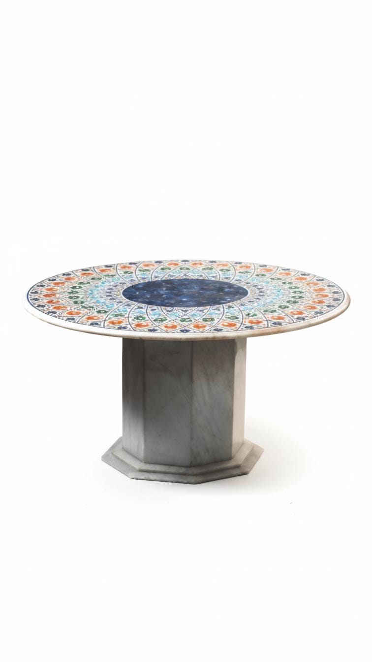 Pietra Dura Marble Inlay Dining Table
