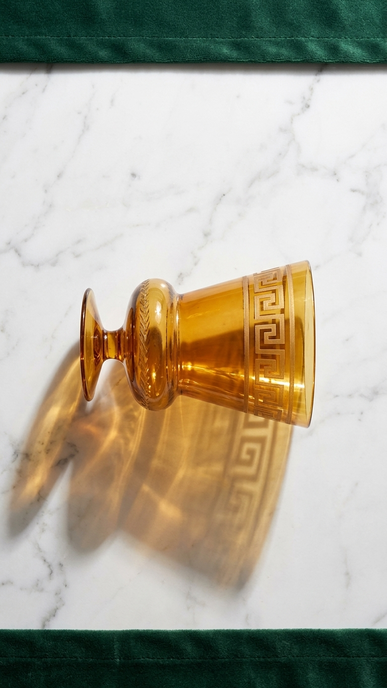 Amber Glass Decorative Bowl on Stand