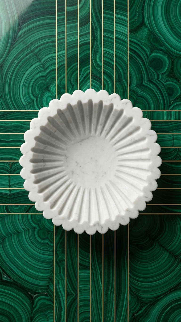 Fluted Marble Decorative Bowl