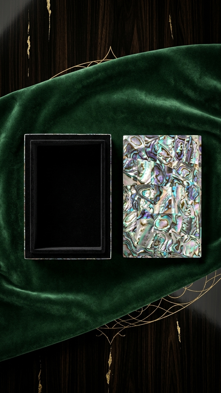 Black Mother of Pearl Decorative Storage Box