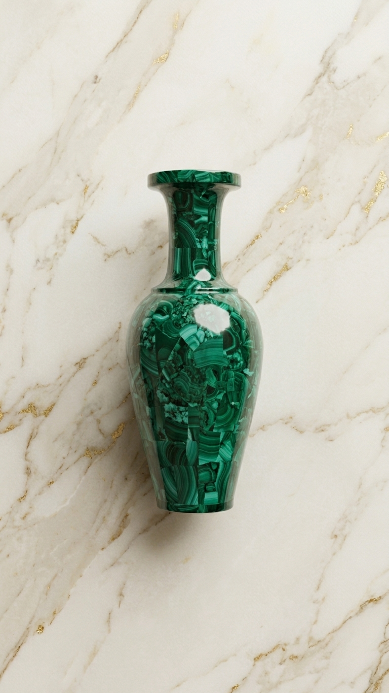 Premium Green Stone Accent Vase for Home Decor