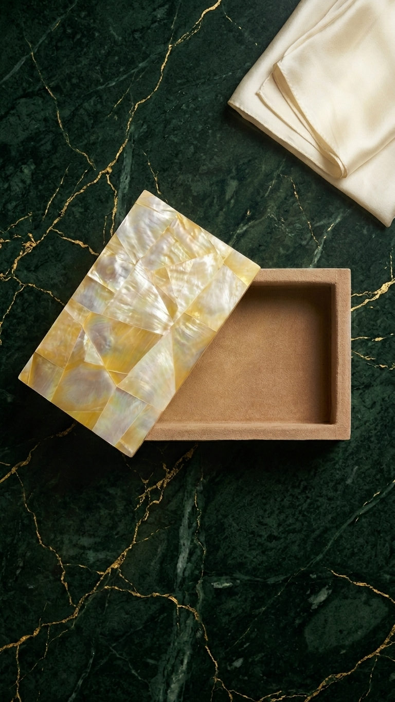 Mother of Pearl Decorative Storage Box with Lid