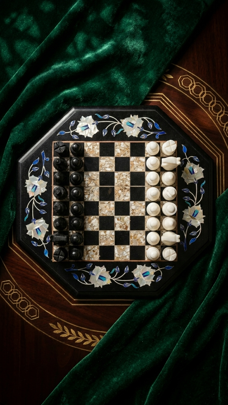 Handmade Marble Chess Board Set With Pieces