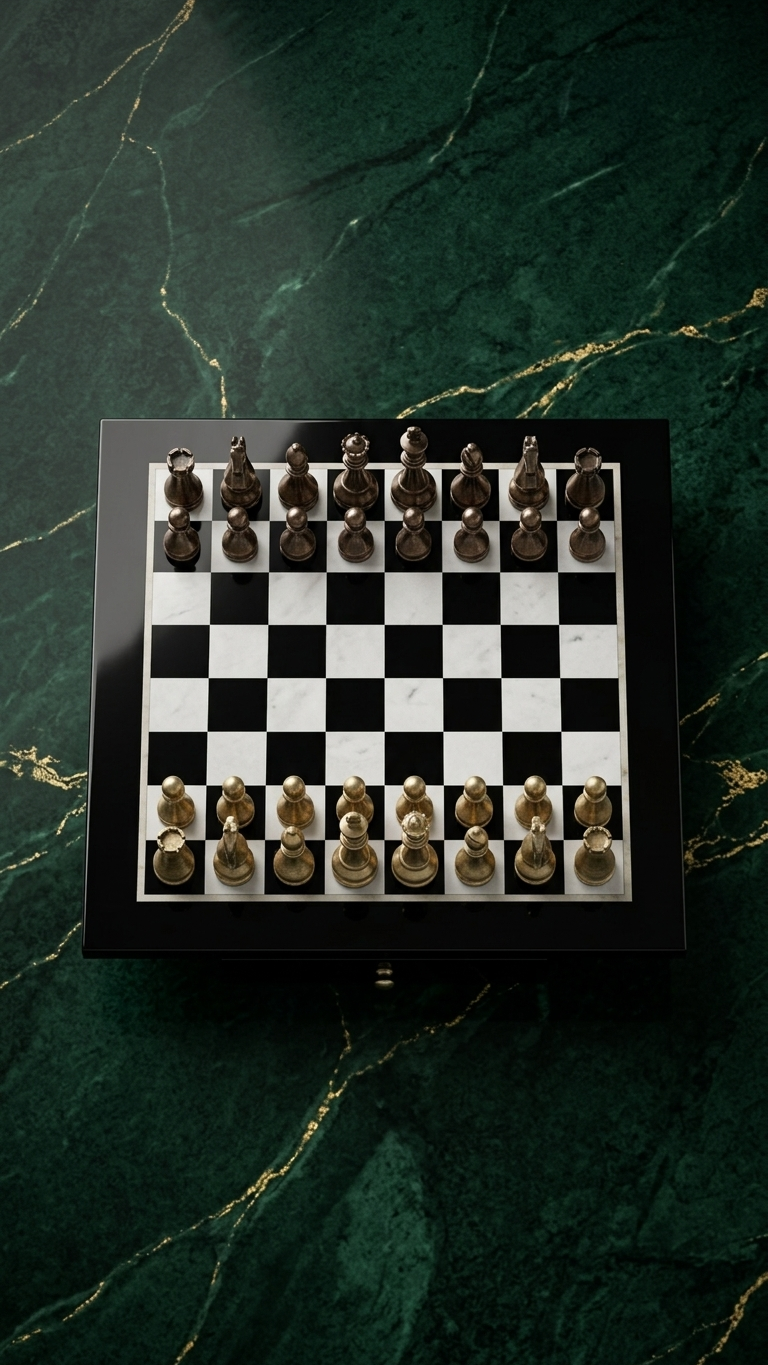 Brown Marble Chess Board Set With Pieces