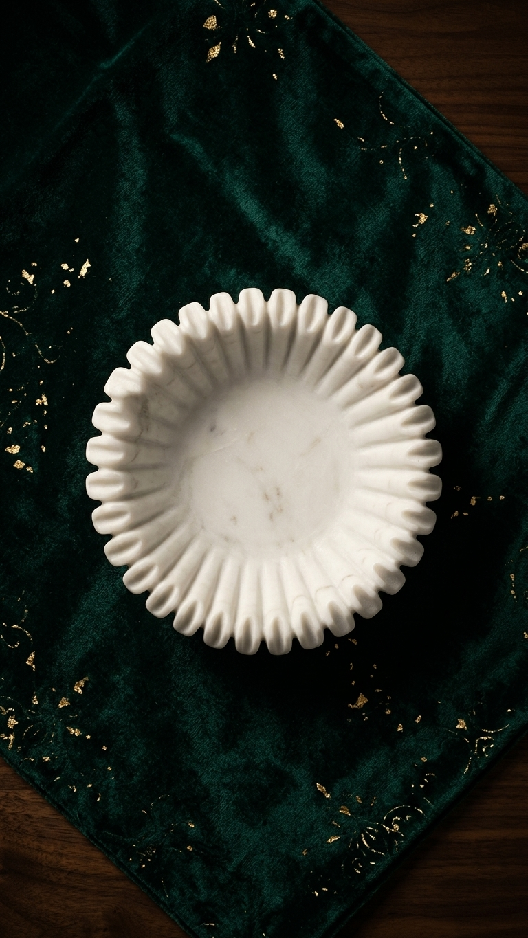 Scalloped Marble Decorative Bowl