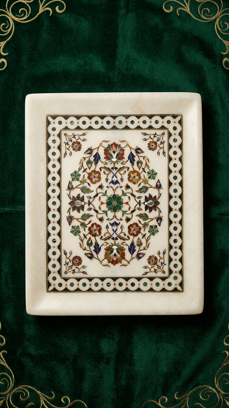 Rectangular Marble Inlay Decorative Plaque