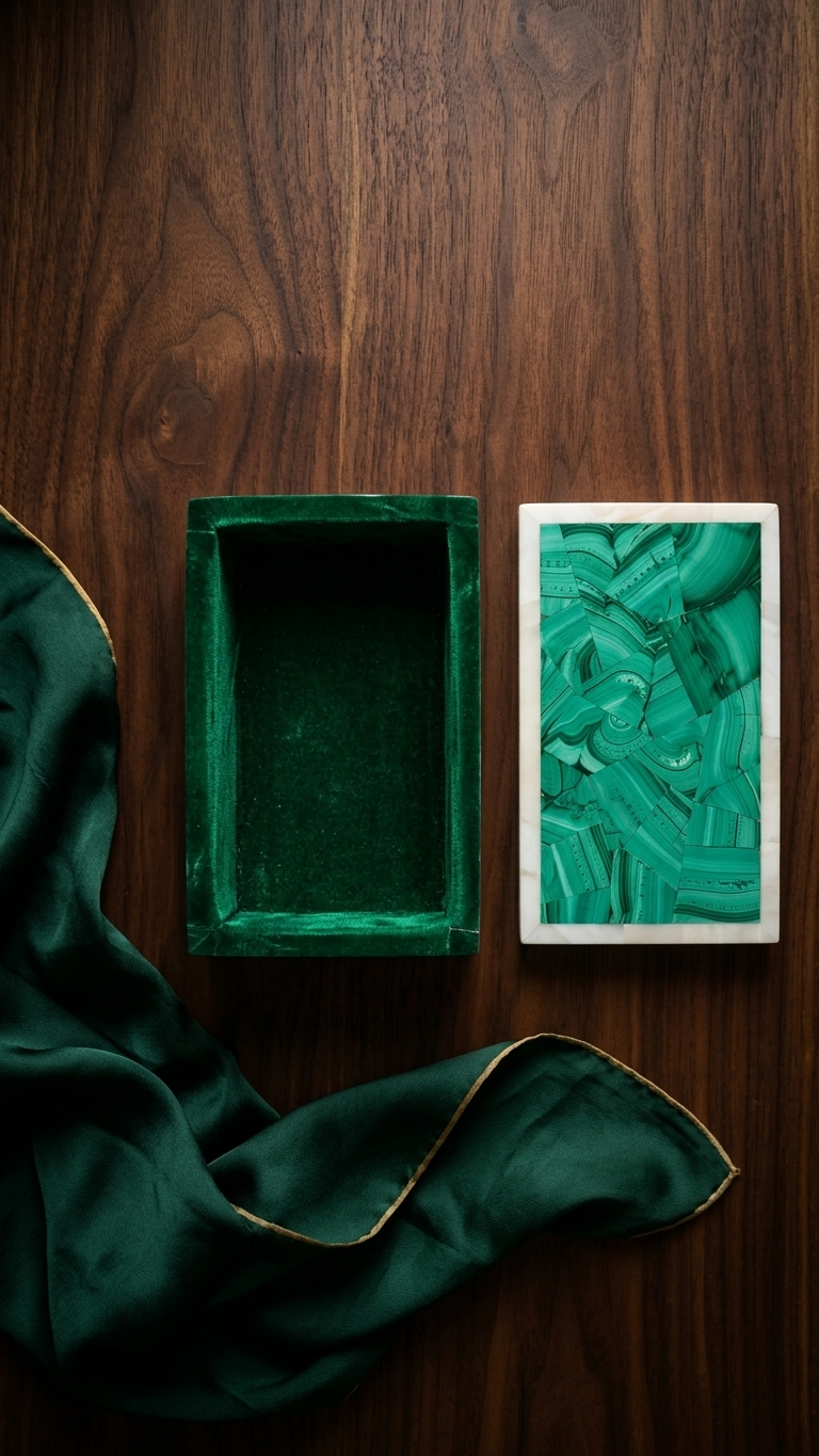 Malachite Decorative Storage Box with Lid