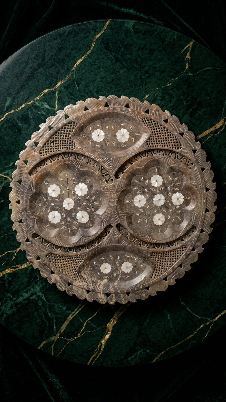 TESORO CASA Hand Carved Marble Decorative Plate