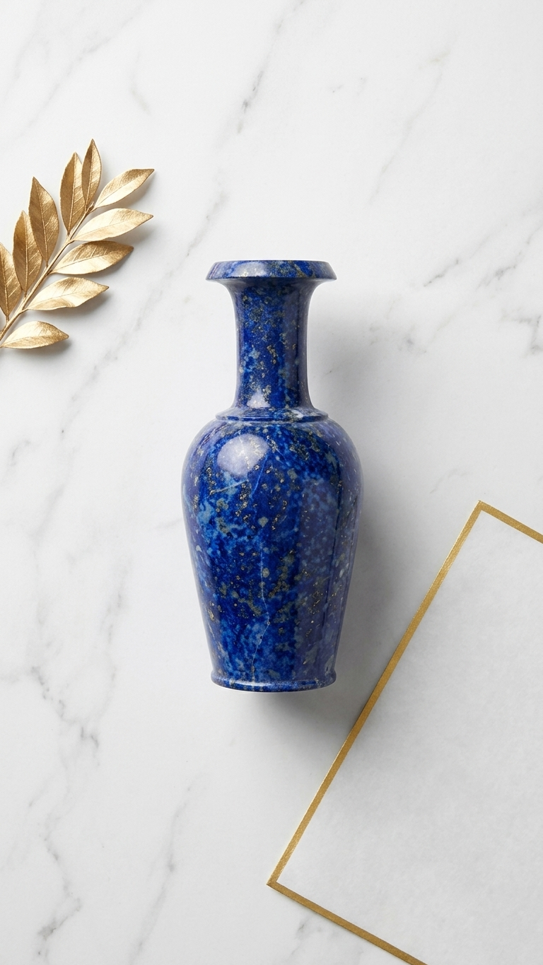 Handcrafted Blue Stone Luxury Decorative Vase