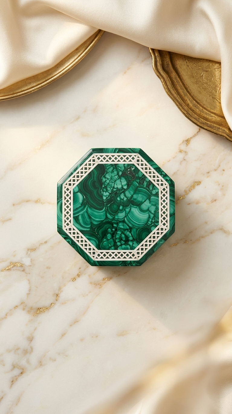 Luxury Green Stone Decorative Jewelry Box for Elegant Home Décor