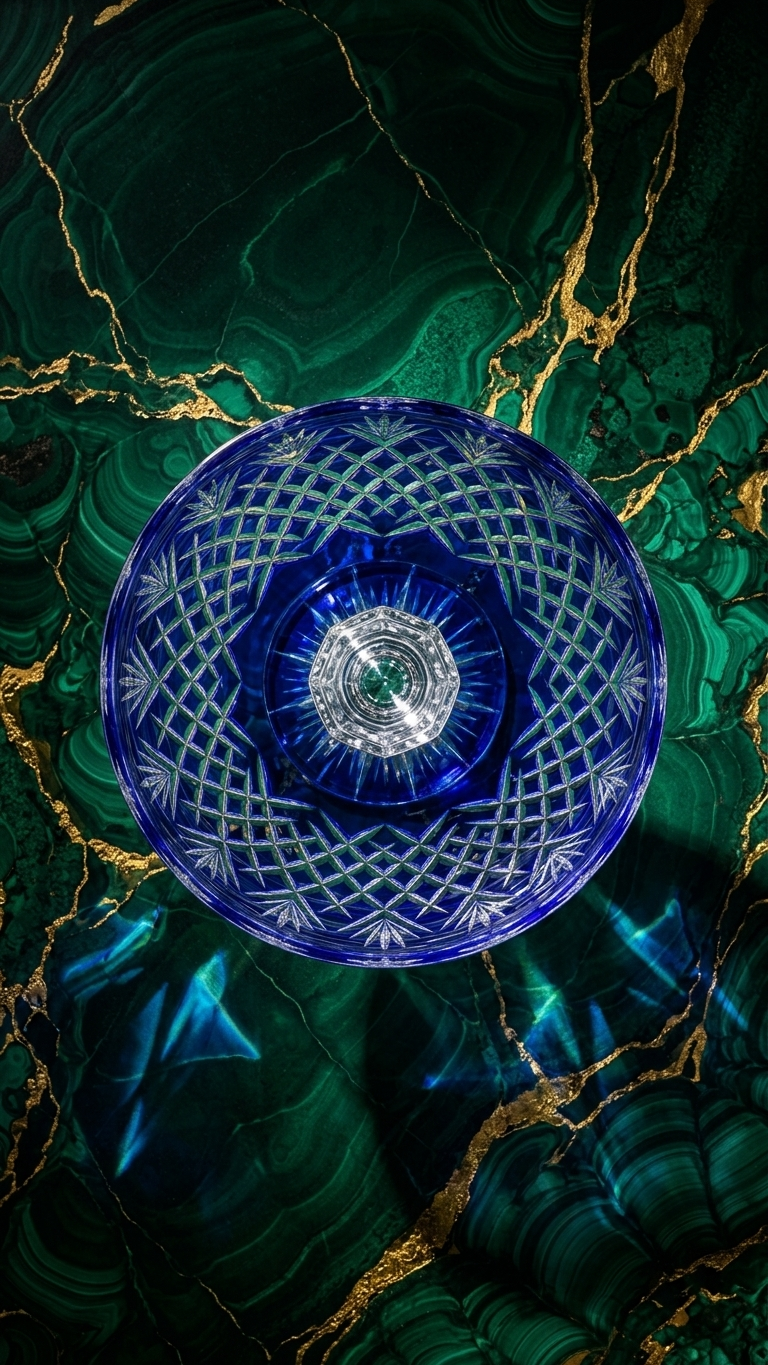 Blue Glass Decorative Bowl on Stand