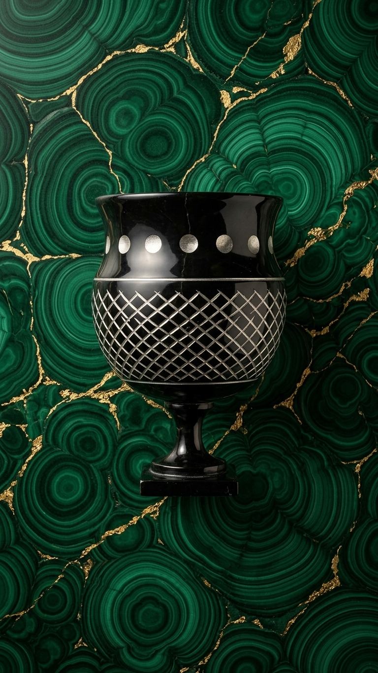 Black Glass Decorative Bowl on Stand