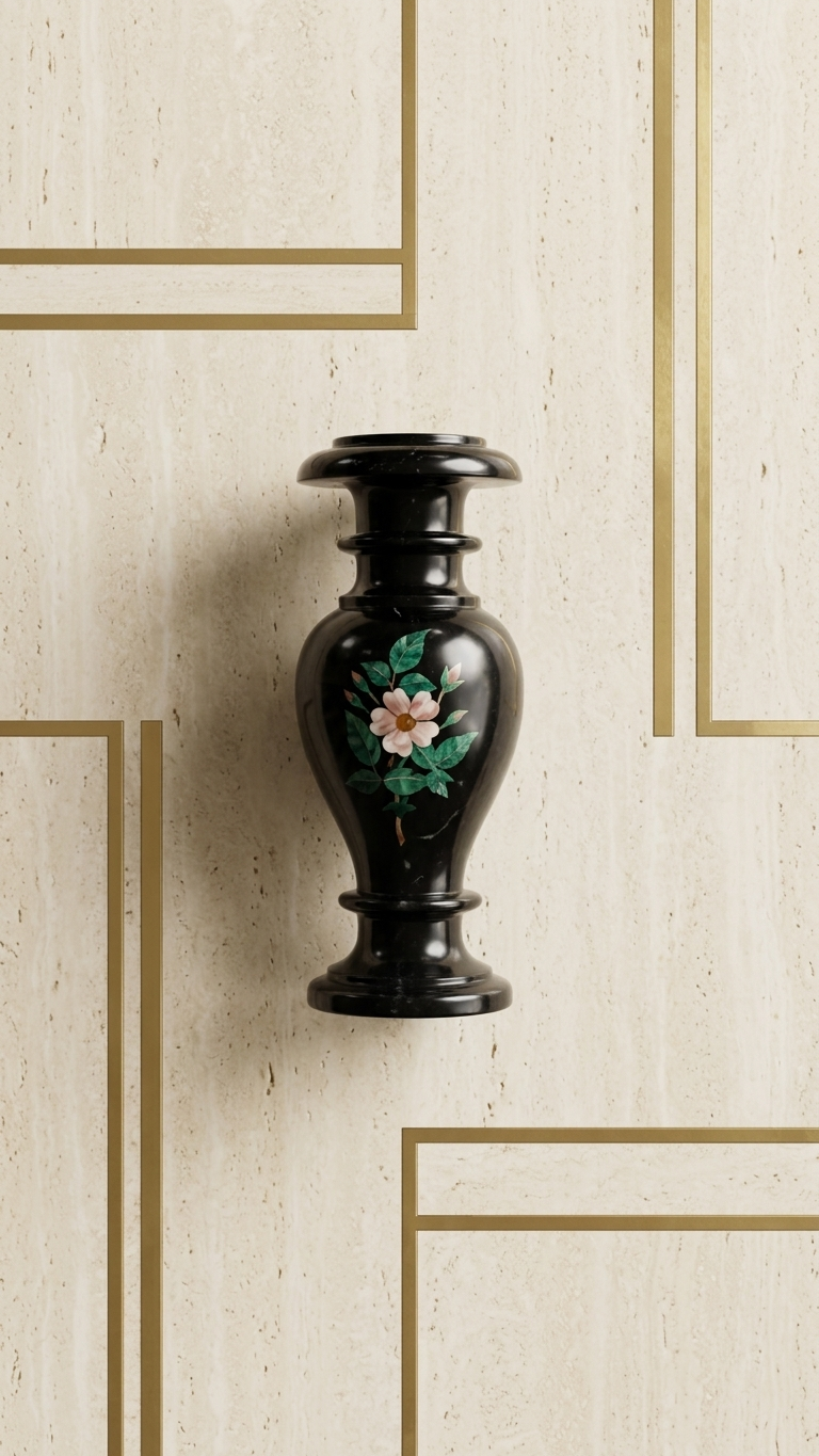 Black Marble Inlay Decorative Vase
