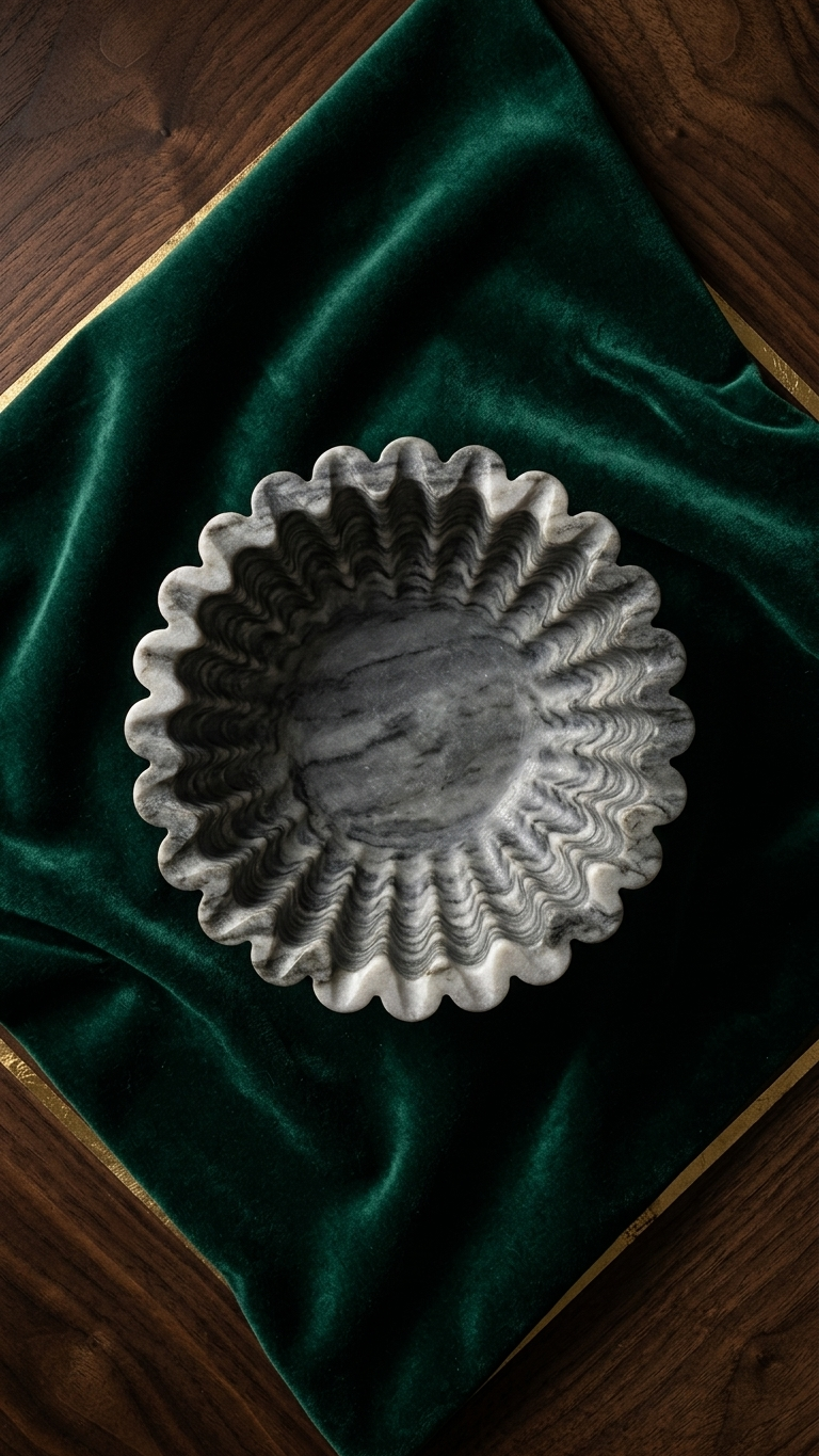 Fluted Stone Decorative Bowl for Tabletop Display