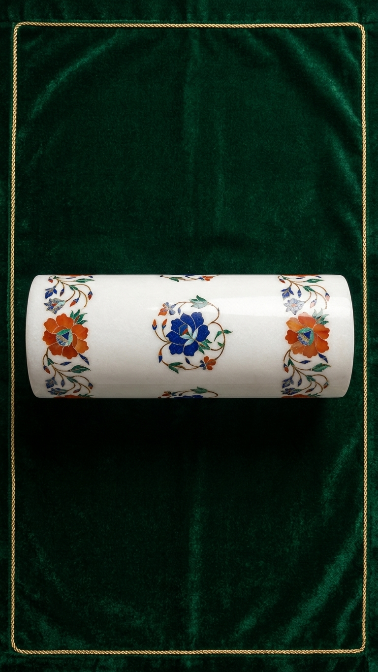 Handmade Marble Inlay Decorative Vase With Beautiful Floral Design
