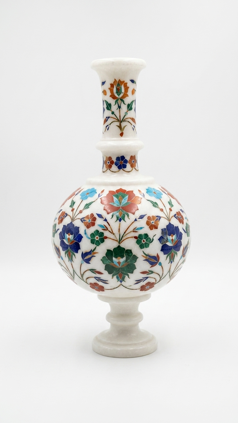 Premium Marble Inlay Decorative Vase for Luxury Interiors
