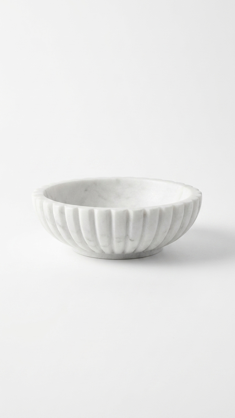 Fluted Marble Decorative Bowl