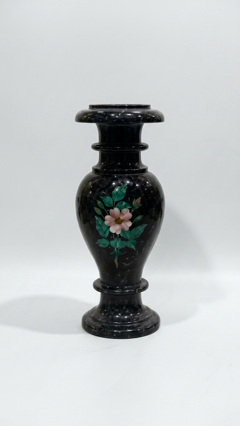 Black Marble Inlay Decorative Vase