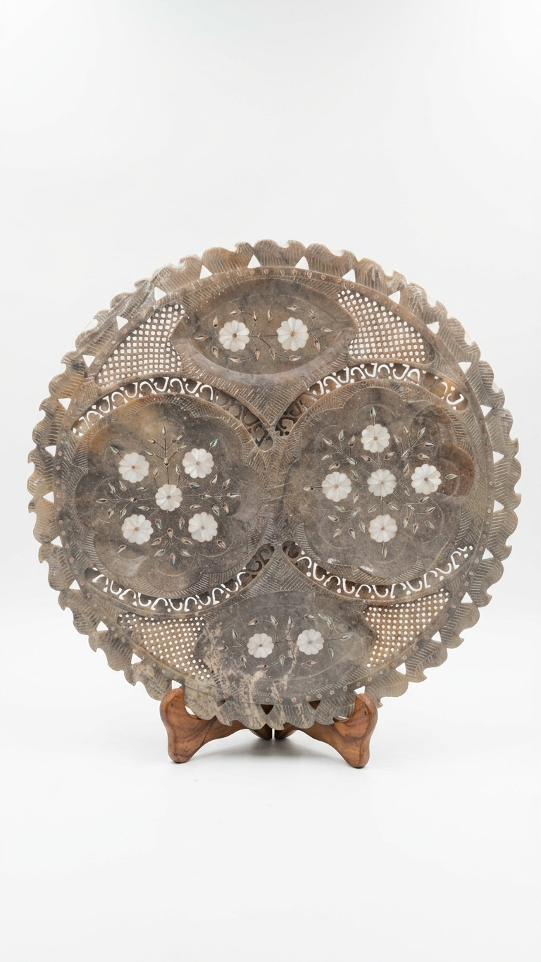 TESORO CASA Hand Carved Marble Decorative Plate