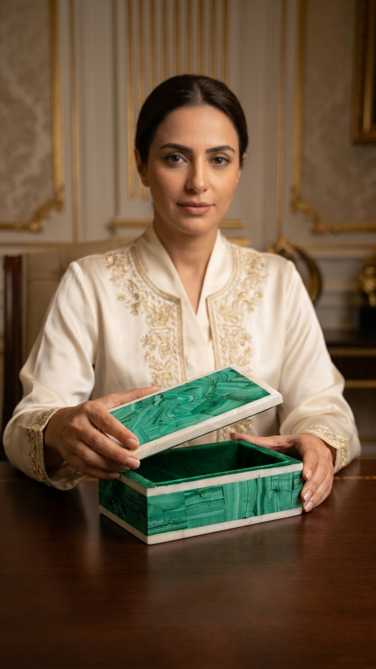Malachite Decorative Storage Box with Lid