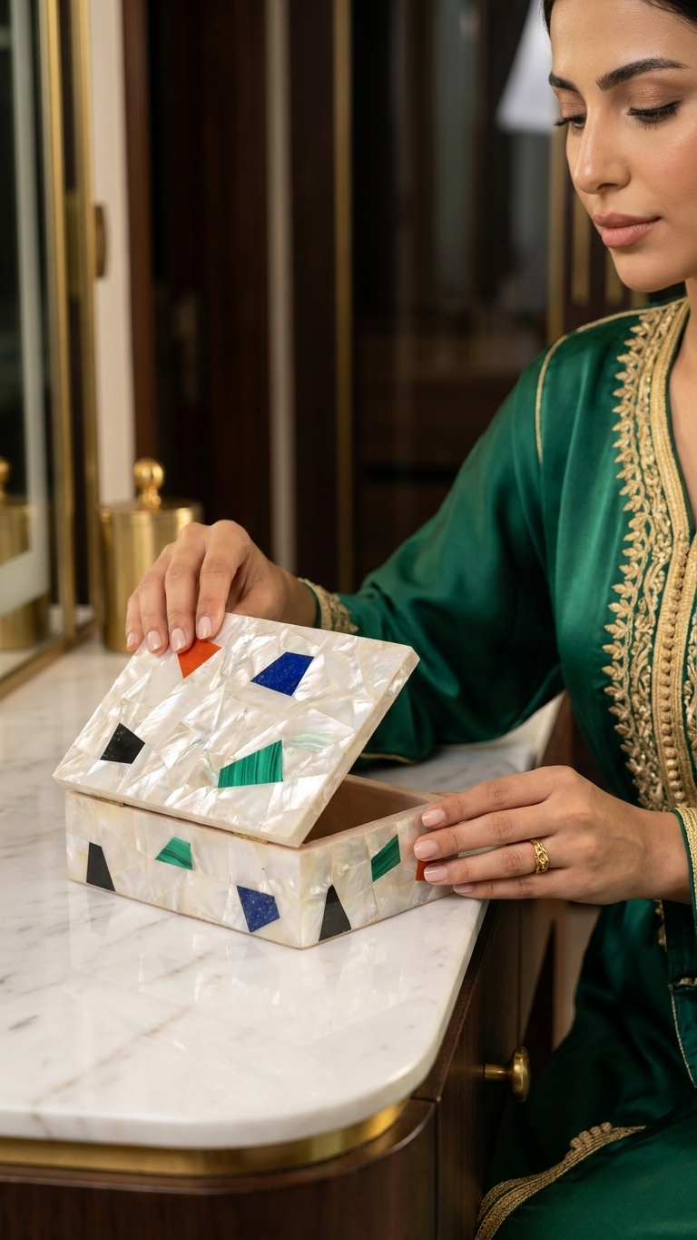 Mother of Pearl Mosaic Decorative Storage Box