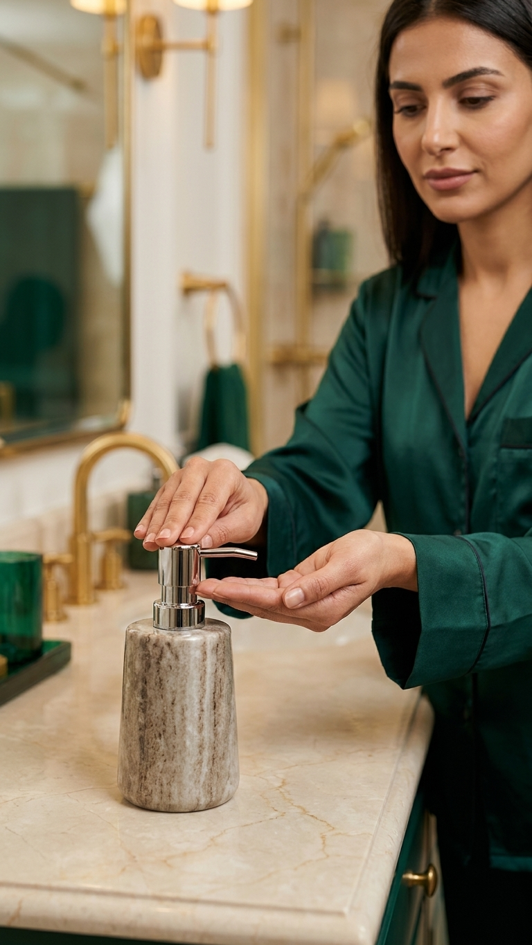 Natural Stone Soap Dispenser with Stainless Steel Pump