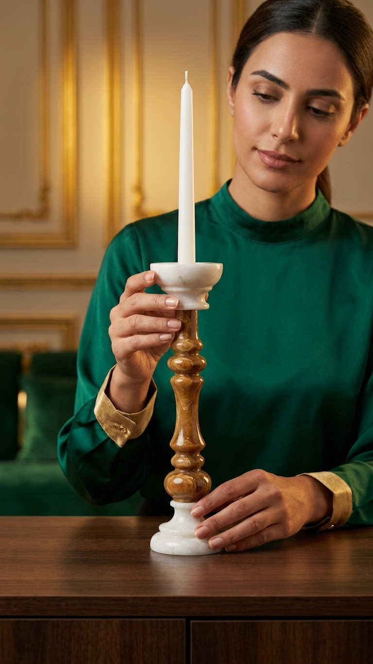 Marble & Brass Decorative Candle Holder