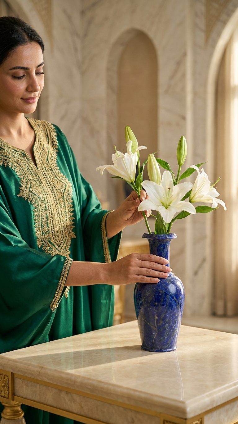 Handcrafted Blue Stone Luxury Decorative Vase