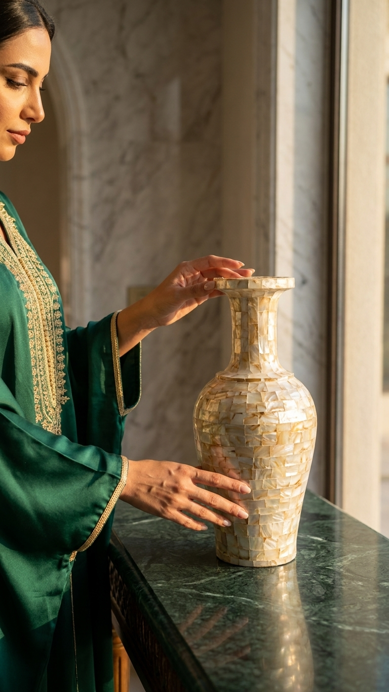 TESORO CASA Grey Stone Decorative Vase