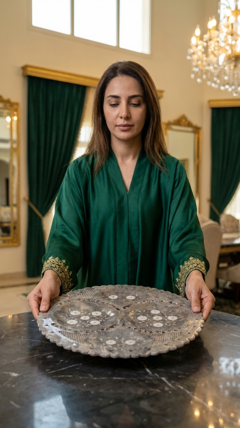 TESORO CASA Hand Carved Marble Decorative Plate