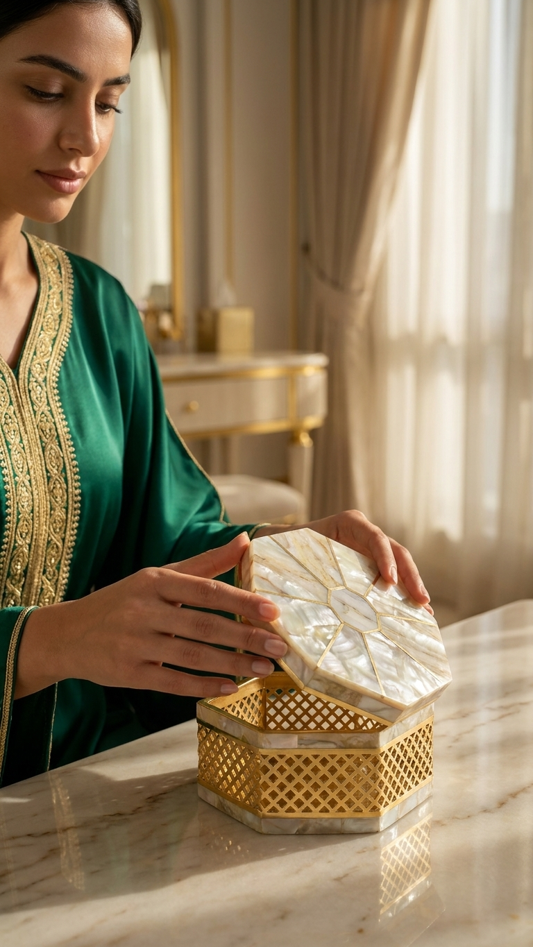 Handcrafted Hexagonal Stone Jewelry Box for Luxury Décor