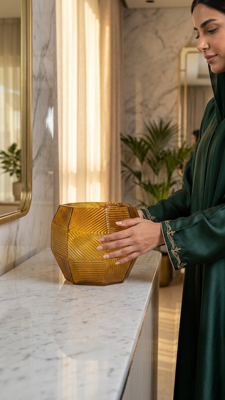 Amber Glass Decorative Vase