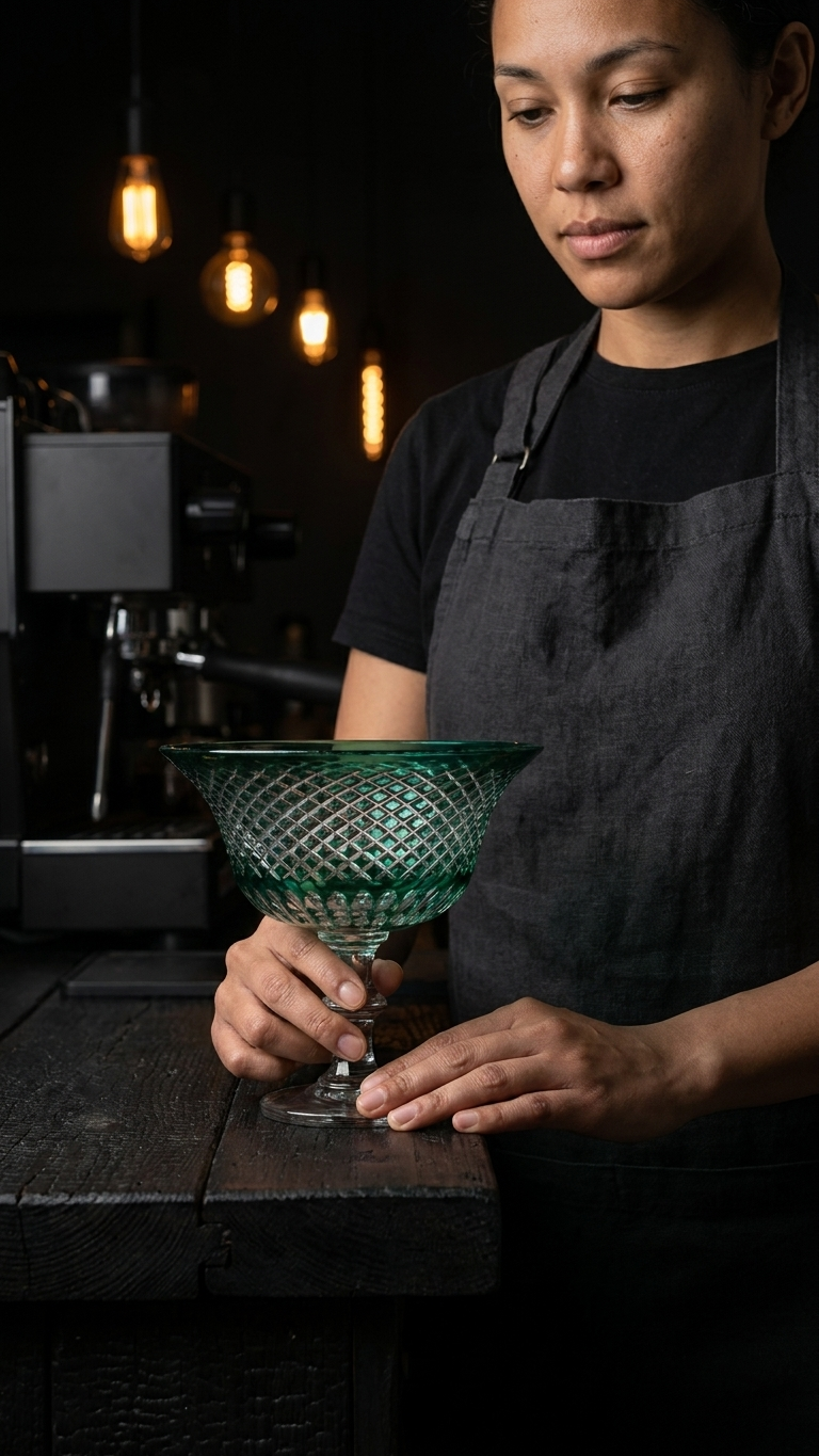 Emerald Glass Pedestal Decorative Bowl