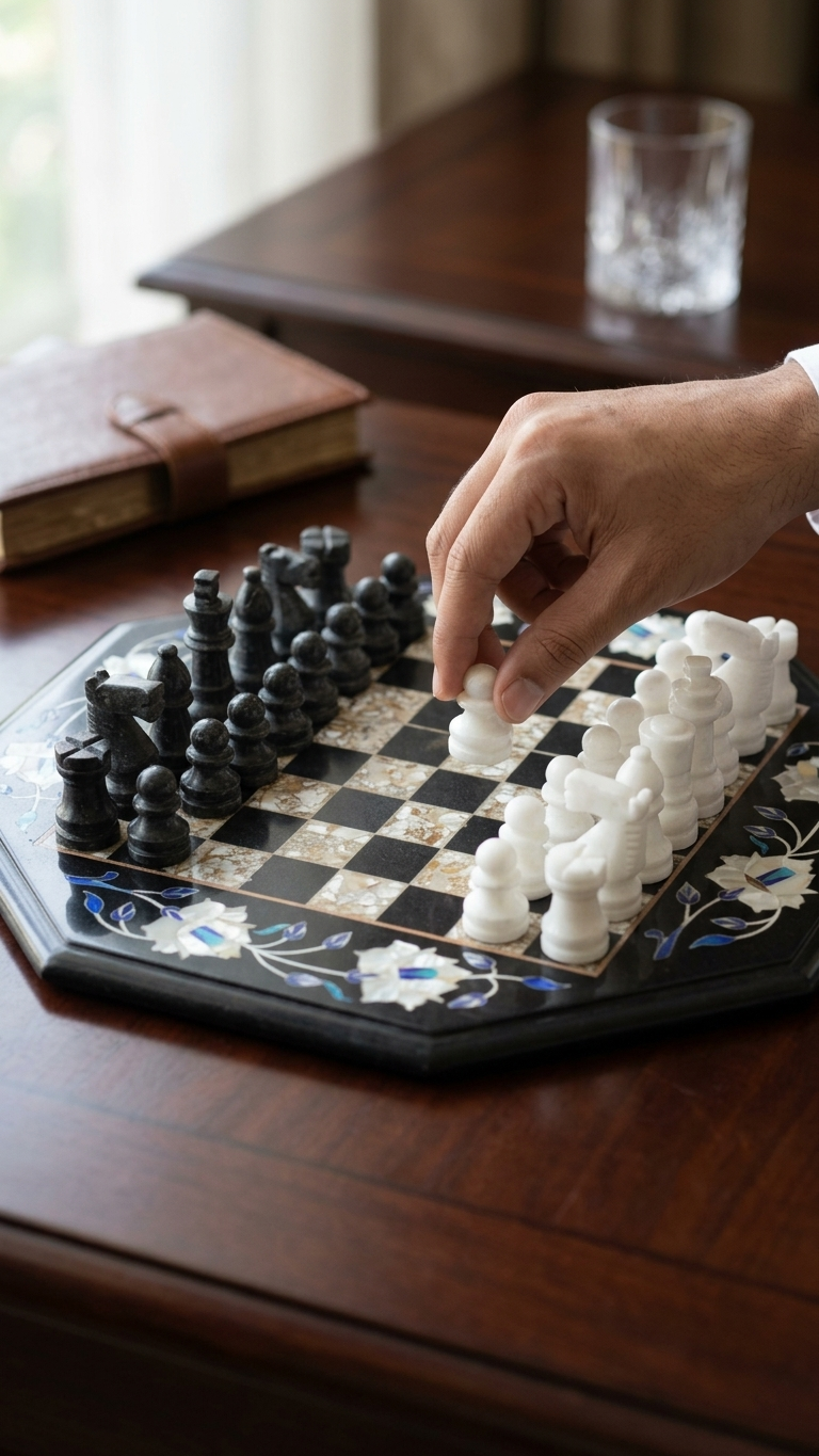 Handmade Marble Chess Board Set With Pieces