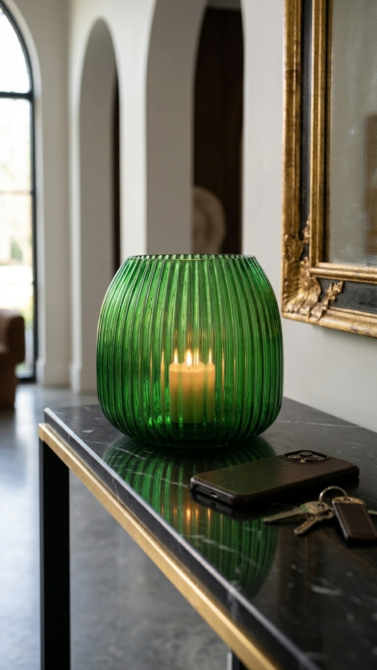 Green Glass Decorative Vase